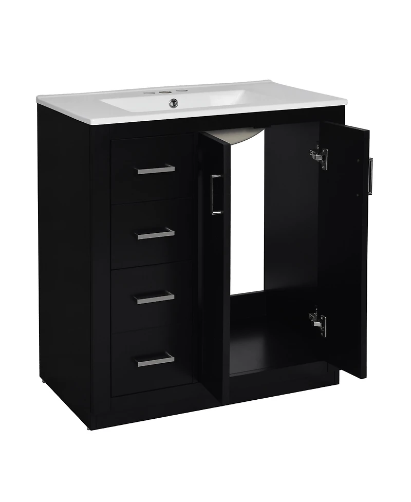 Streamdale 30" Freestanding Bathroom Vanity with Ceramic Sink and Storage Cabinet