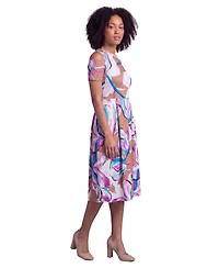 24seven Comfort Apparel Petite Essential Abstract Print Short-Sleeve Dress