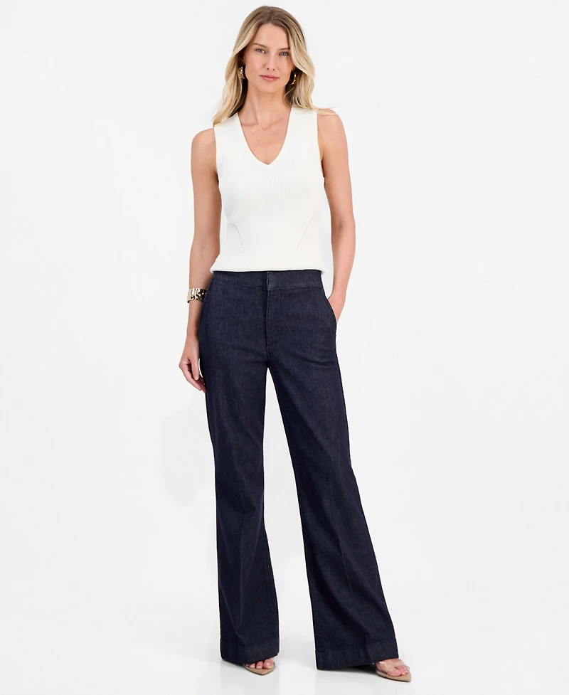 I.n.c. International Concepts Women's Wide Leg Flare Trouser Jeans, Macy's Exclusive