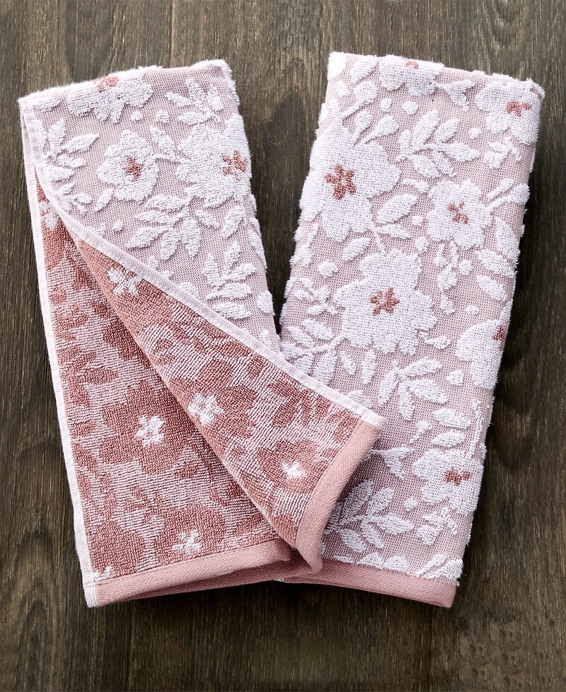 Skl Home Floral Jacquard 2-Pc. Hand Towel Set