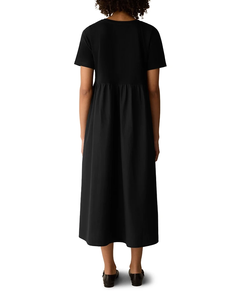 Eileen Fisher Women's Round Neck Short-Sleeve Midi Dress