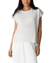 Eileen Fisher Women's Striped Crewneck Cotton T-Shirt