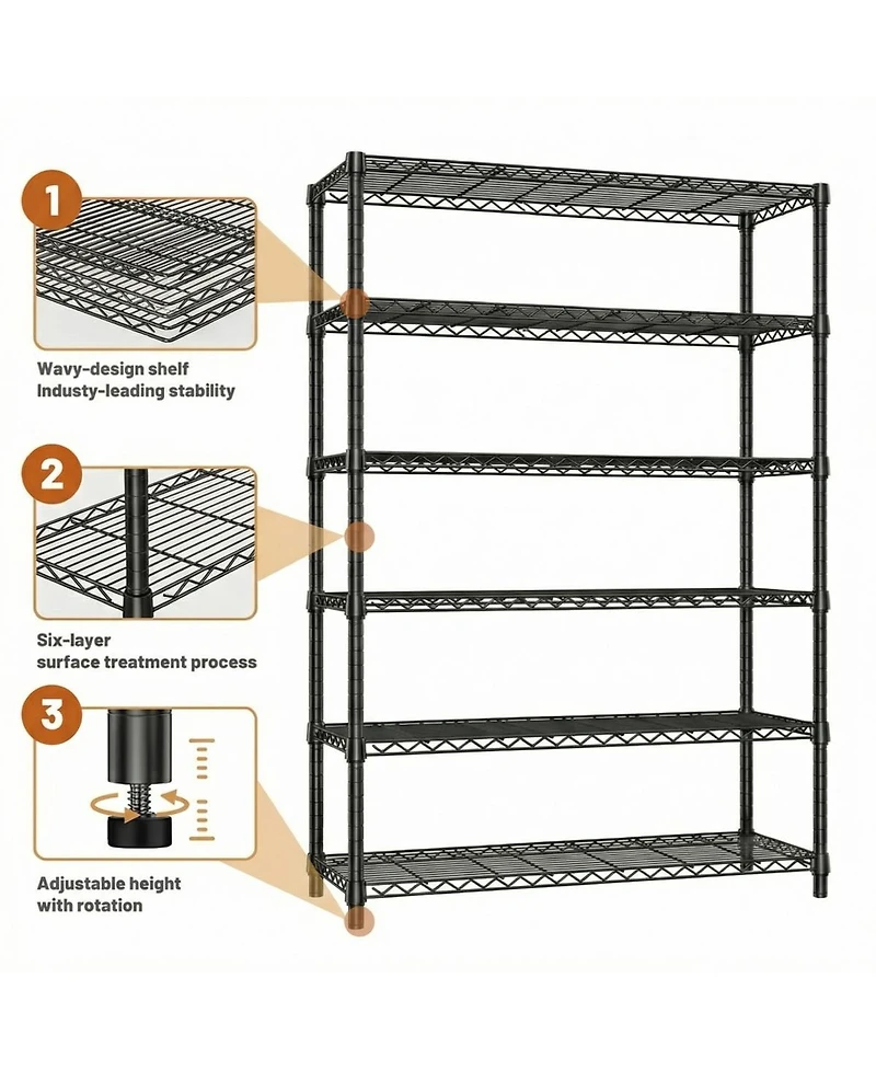 Streamdale Furniture 6-Tier 2100LBS Metal Wire Shelving Unit
