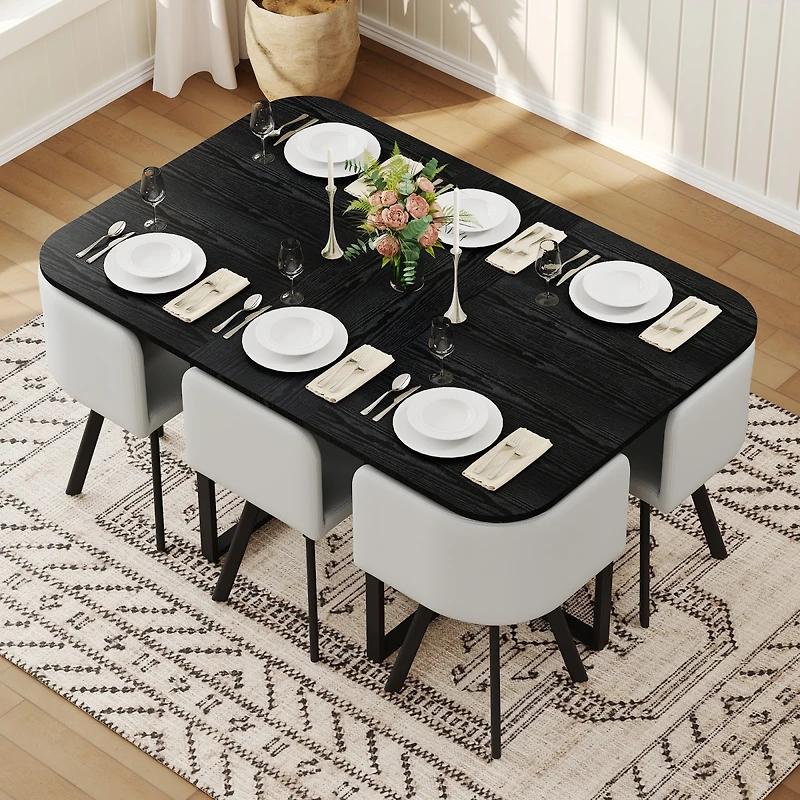 Streamdale Furniture 7piece Dining Set: Table, 6 Pu Chairs