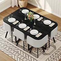 Streamdale Furniture 7piece Dining Set: Table, 6 Pu Chairs