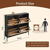 Streamdale Furniture Rattan Shoe Cabinet, 4-Door Flip