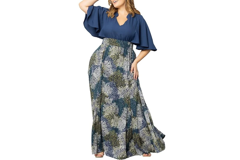 Kiyonna Plus Avisa Flowy A Line Evening Gown