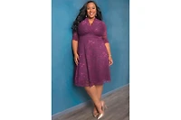 Women's Plus Mademoiselle Lace Cocktail Dress with Sleeves