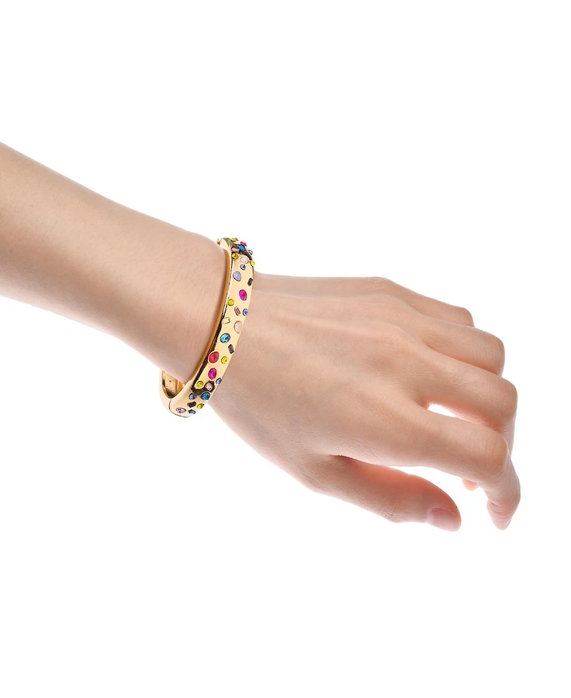 Nicole Miller Gold-Tone Multicolor Glass Stones Bangle Bracelet