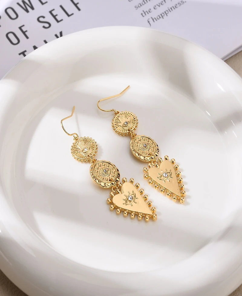 Nicole Miller Gold-Tone Eye Design Fish Hook Dangle Earrings