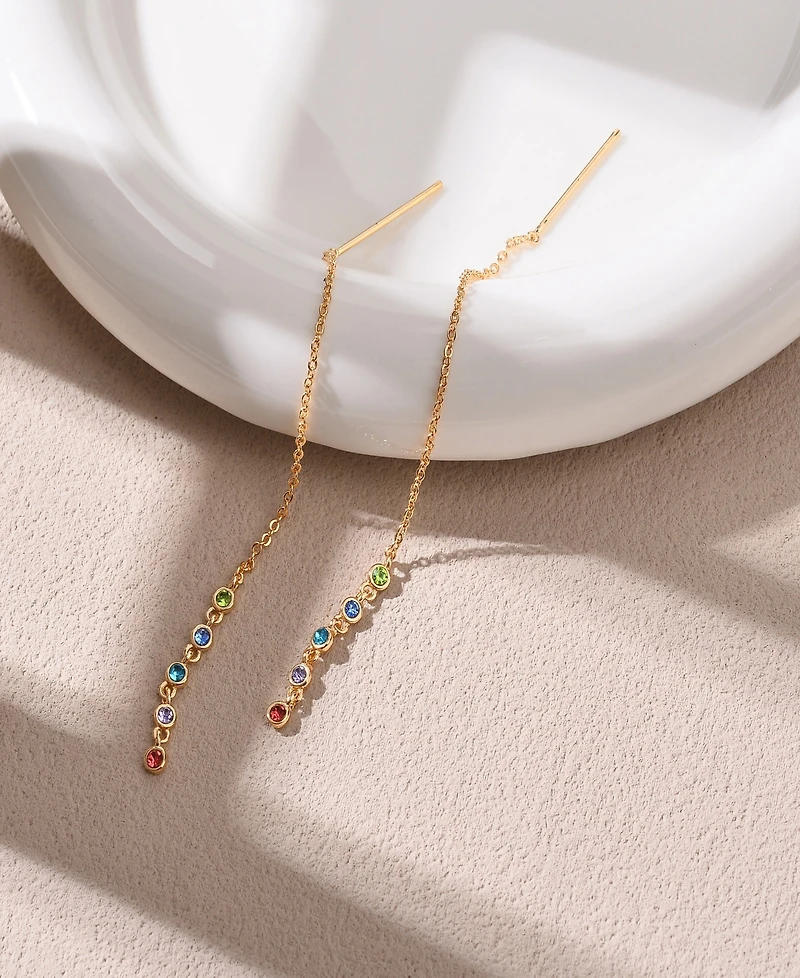 Nicole Miller Gold-Tone Multicolor Crystal Dangle Earrings