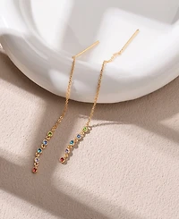 Nicole Miller Gold-Tone Multicolor Crystal Dangle Earrings
