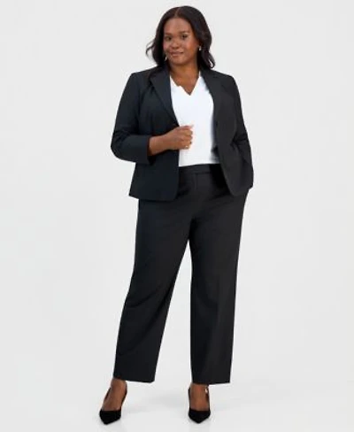 Kasper Plus Size Washable Bi Stretch Notched Collar Two Button Blazer Straight Leg Pants