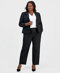 Kasper Plus Size Washable Bi Stretch Notched Collar Two Button Blazer Straight Leg Pants