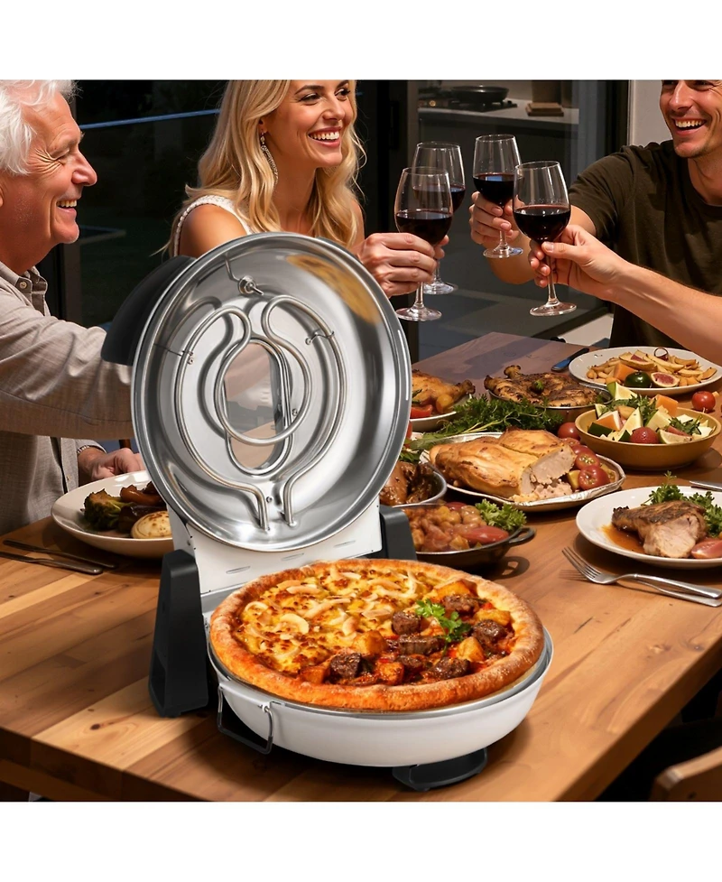 Mecale Electric Pizza Oven, 12", 1200W, Cordierite Stone, 5 Heat Modes, Viewing Window, Up to 788degree(s)F