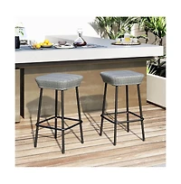 Boyel Living 29.5 Inches Patio Bar Stools Set of 2 with Rattan Seat and Footrest