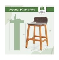 Boyel Living Solid Acacia Wood Bar Stools Set of 2 with Backrests and Footrests for Porch