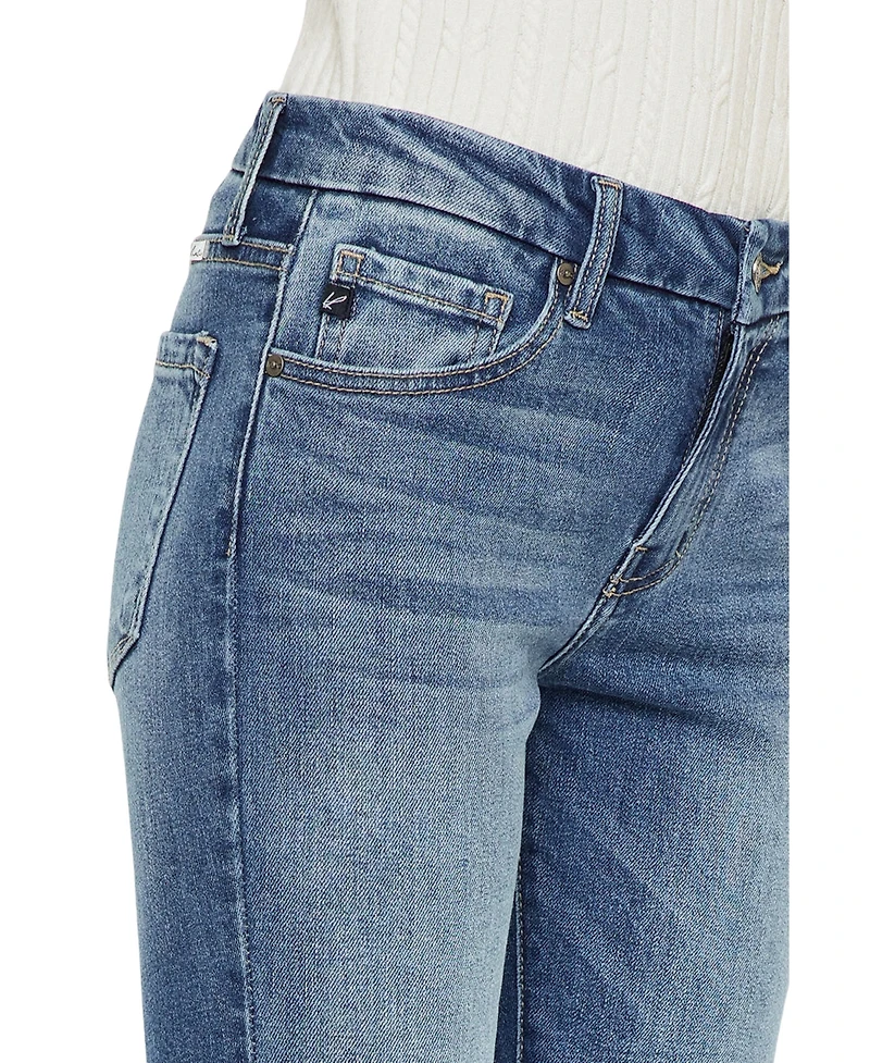 KanCan Women's Aida Mid Rise Cropped Flare Jeans