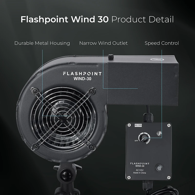 Flashpoint Wind 30 Ac-Powered Studio Fan