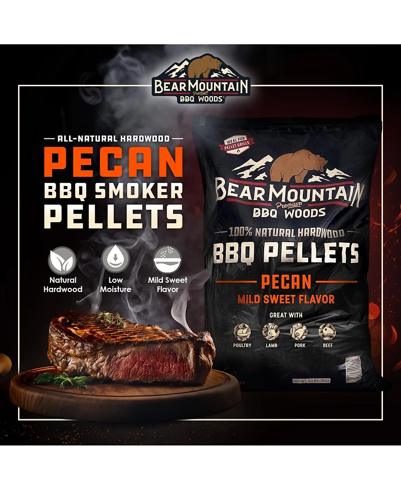 Bear Mountain Bbq Natural Hardwood Pecan Sweet Flavor Pellets, 20lbs (2 Pack)