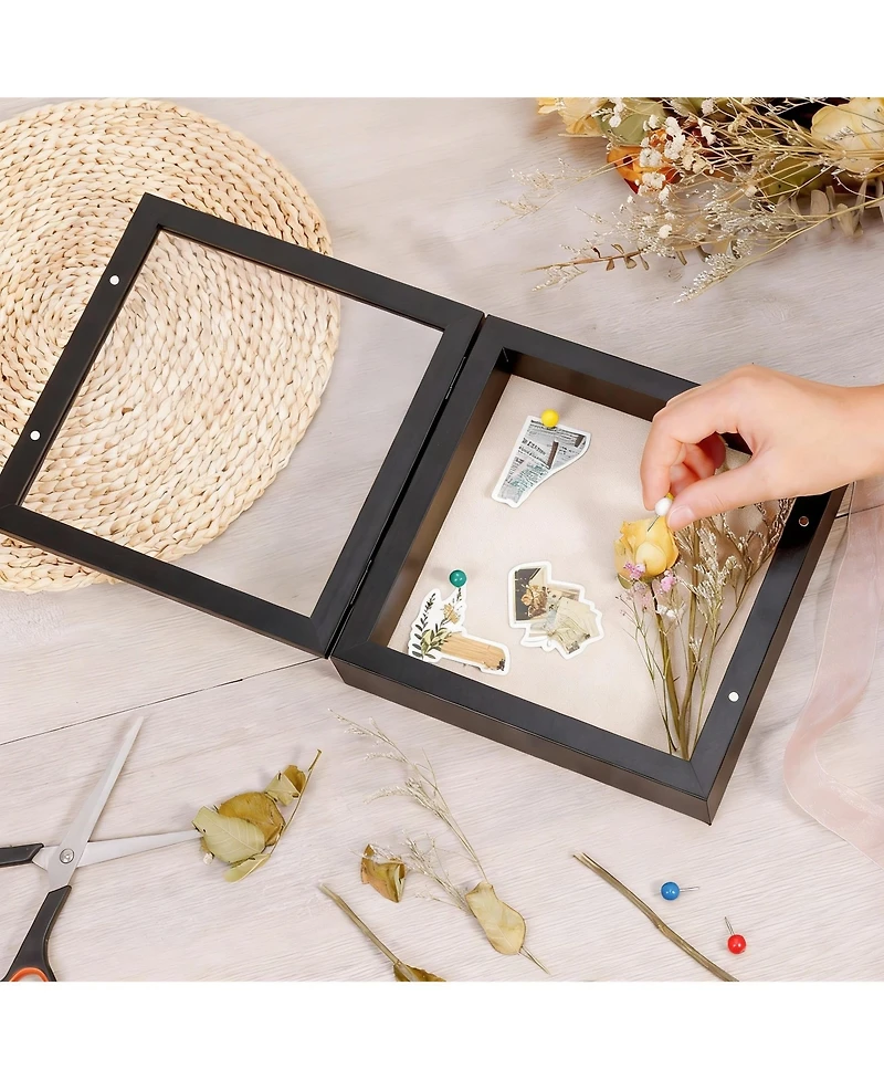 Yigii 8x8 Magnetic Door Shadow Box - Rustic Display for Photos and Keepsakes