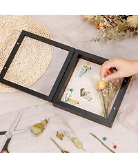 Yigii 8x8 Magnetic Door Shadow Box - Rustic Display for Photos and Keepsakes