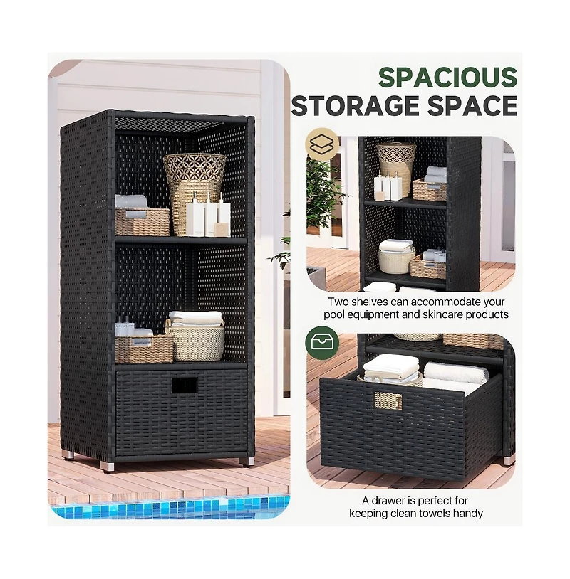 Aoxun Woven Dresser with Drawers, Modern Metal Frame for Living Room or Entryway