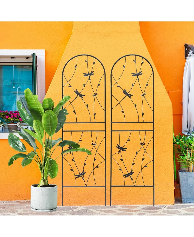 Clihome Metal Garden Trellis 71" x 19.7" Rustproof Trellis for Climbing Plants Outdoor Flower Support