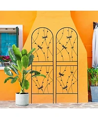 Clihome Metal Garden Trellis 71" x 19.7" Rustproof Trellis for Climbing Plants Outdoor Flower Support