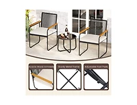 Boyel Living 3 Pieces Patio Furniture Set Pe Rattan Porch Chairs with Round Tempered Glass Top Table