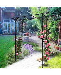 Clihome Metal Garden Arch L80.3" x W20.47" x H81.1" Climbing Plants Support Rose Arch Outdoor