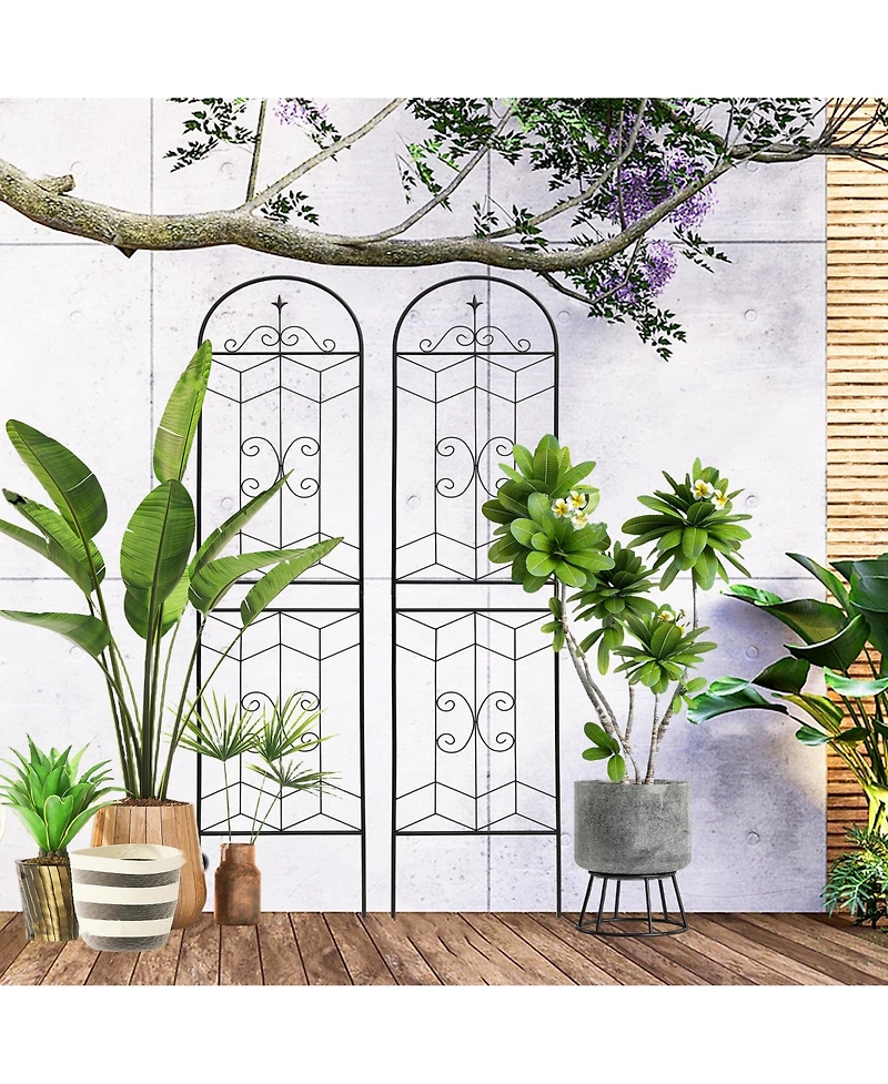 Clihome Metal Garden Trellis 86.7" x 19.7" Rustproof Trellis for Climbing Plants Outdoor Flower Support