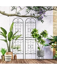 Clihome Metal Garden Trellis 86.7" x 19.7" Rustproof Trellis for Climbing Plants Outdoor Flower Support