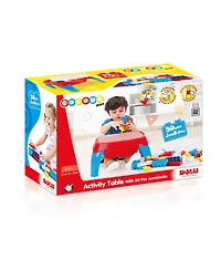 Dolu Activity Play Table with 30 Pcs Jumbo Building Blocks and Storage for Kids