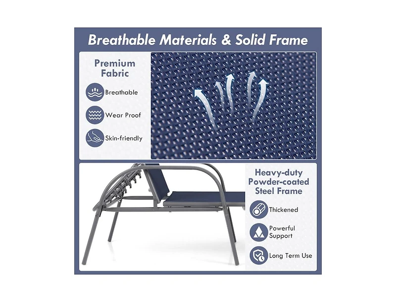 Boyel Living Adjustable Patio Chaise Folding Lounge Chair with Backrest