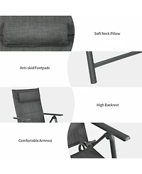 Clihome Patio Reclining Chaise Lounge with Adjustable Neck Pillow