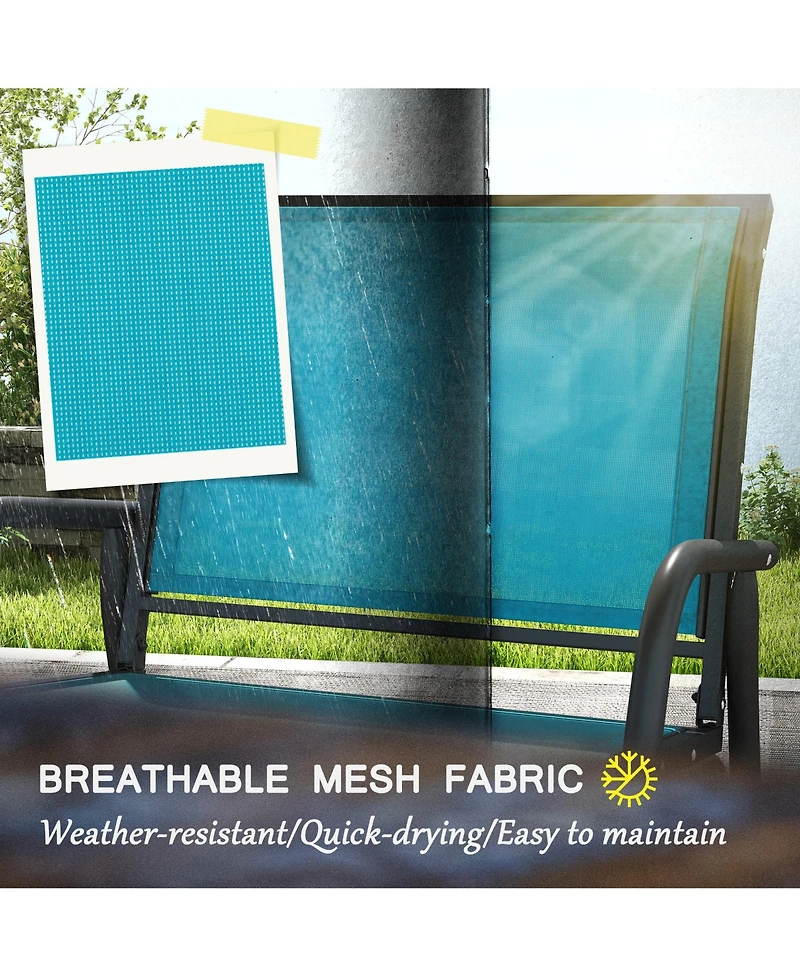 Flynama Outsunny Porch Glider Set of 2 Metal Frame Mesh Fabric Curved Armrests Steel Frame for Garden Poolside Backyard Balcony