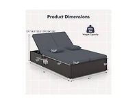 Boyel Living Patio Double Chaise Lounge with Cushions and Folding Side Trays