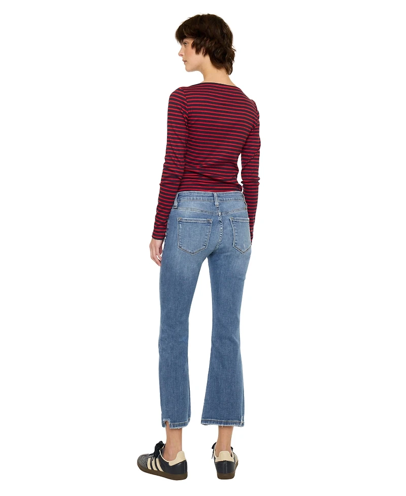 KanCan Essential Women's Savanna Mid Rise Crop Flare Jeans