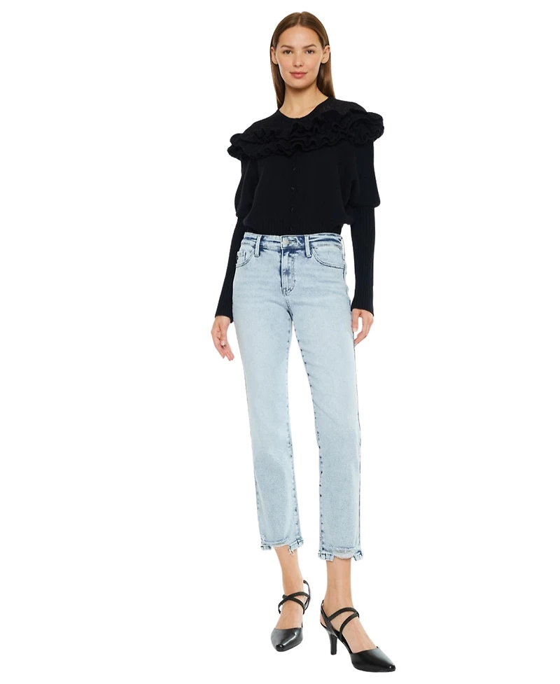 KanCan Essential Women's Pam Mid Rise Crop Straight Jeans