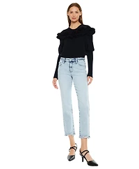 KanCan Essential Women's Pam Mid Rise Crop Straight Jeans