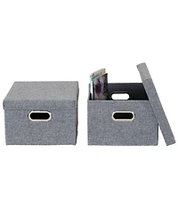 Household Essentials Storage Bins with Lids and Chromed Grommet Handles