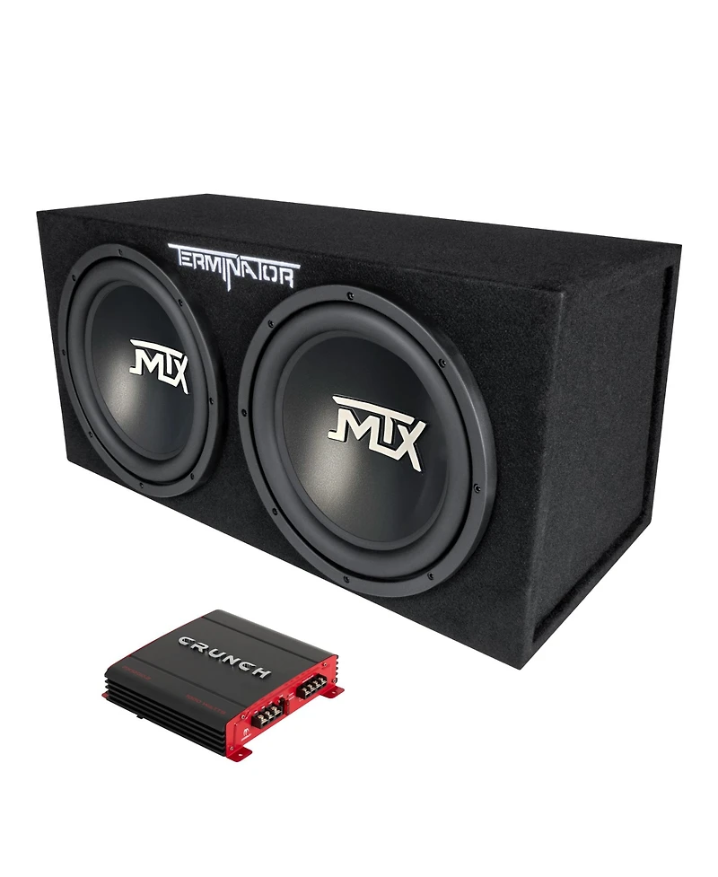 Crunch 2 Channel Car Audio Amplifier and Mtx 12 Inches Dual Loaded Subwoofer Enclosure