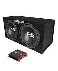 Crunch 2 Channel Car Audio Amplifier and Mtx 12 Inches Dual Loaded Subwoofer Enclosure