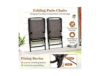 Boyel Living 3 Pieces Patio Round Table and Folding Chairs Set with Rippled Tempered Glass Tabletop
