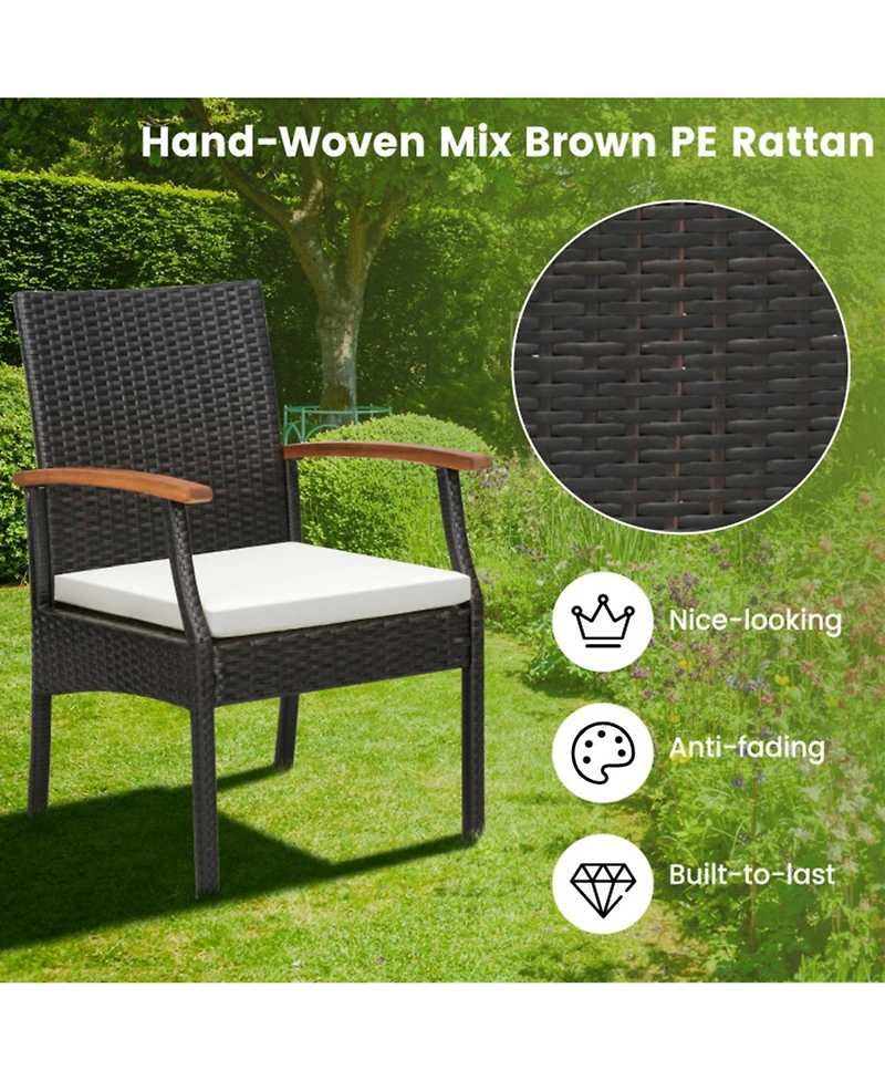 Clihome 7 Pieces Rattan Patio Dining Set with Umbrella Hole