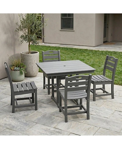 Asagikoiai 5-Piece All-Weather Hdpe Outdoor Dining Set with Umbrella Hole