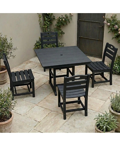 Asagikoiai 5-Piece All-Weather Hdpe Outdoor Dining Set with Umbrella Hole
