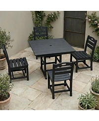Asagikoiai 5-Piece All-Weather Hdpe Outdoor Dining Set with Umbrella Hole