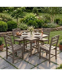 Asagikoiai 5-Piece All-Weather Hdpe Outdoor Dining Set with Umbrella Hole